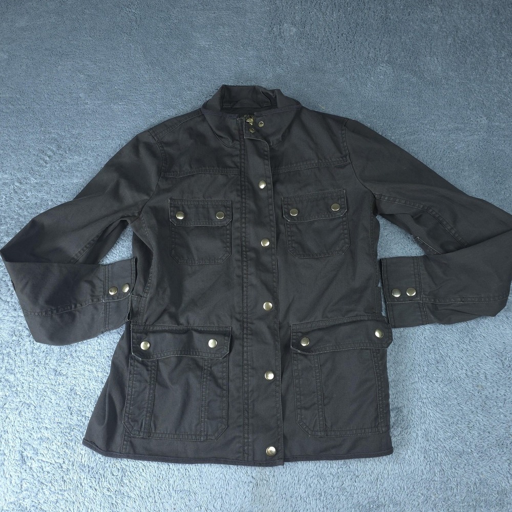 J.Crew Field Jacket Womens Small Green Relaxed Boyfriend Cotton Twill Belted
